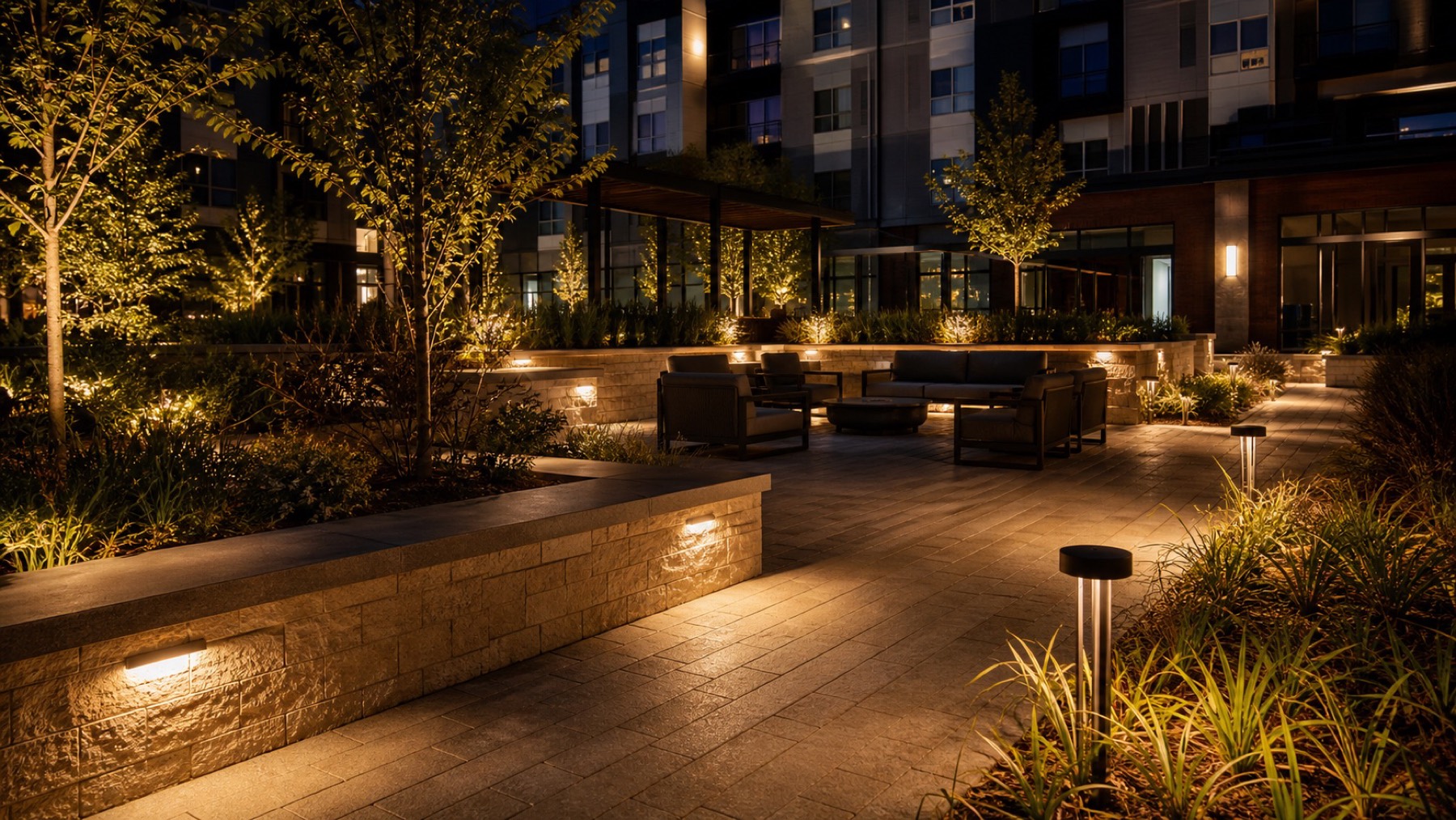 Commercial Landscape Lighting commercial project detail