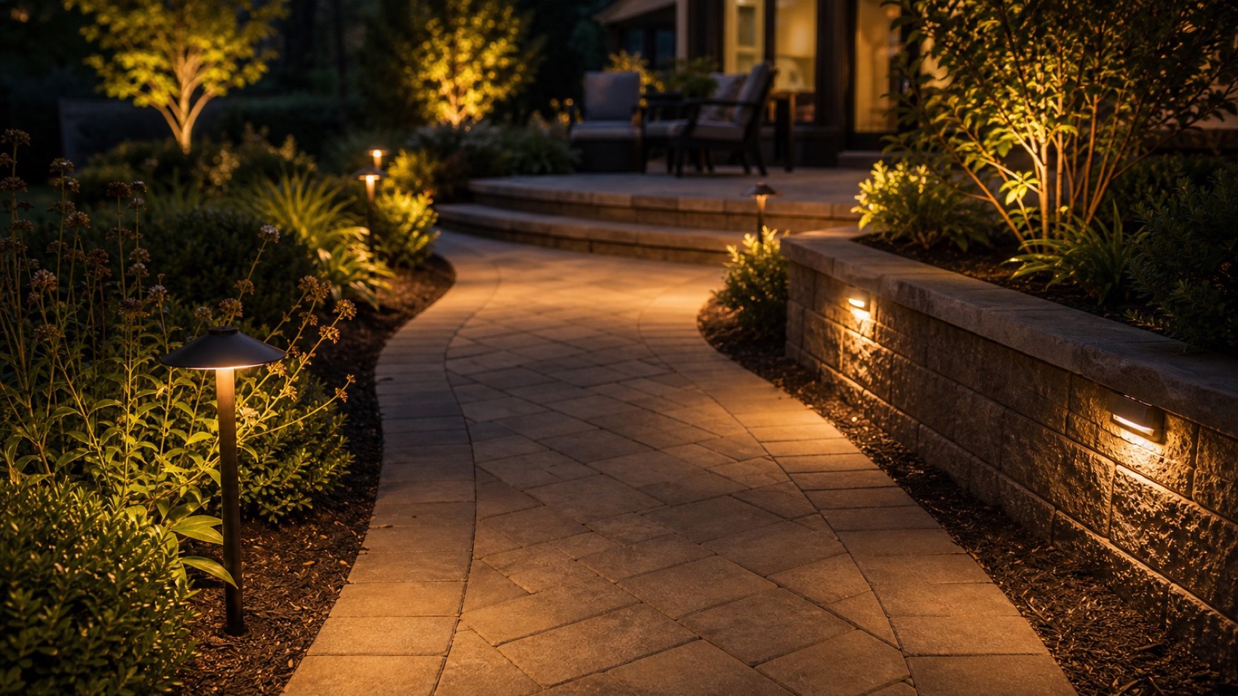 Commercial Landscape Lighting supporting commercial detail