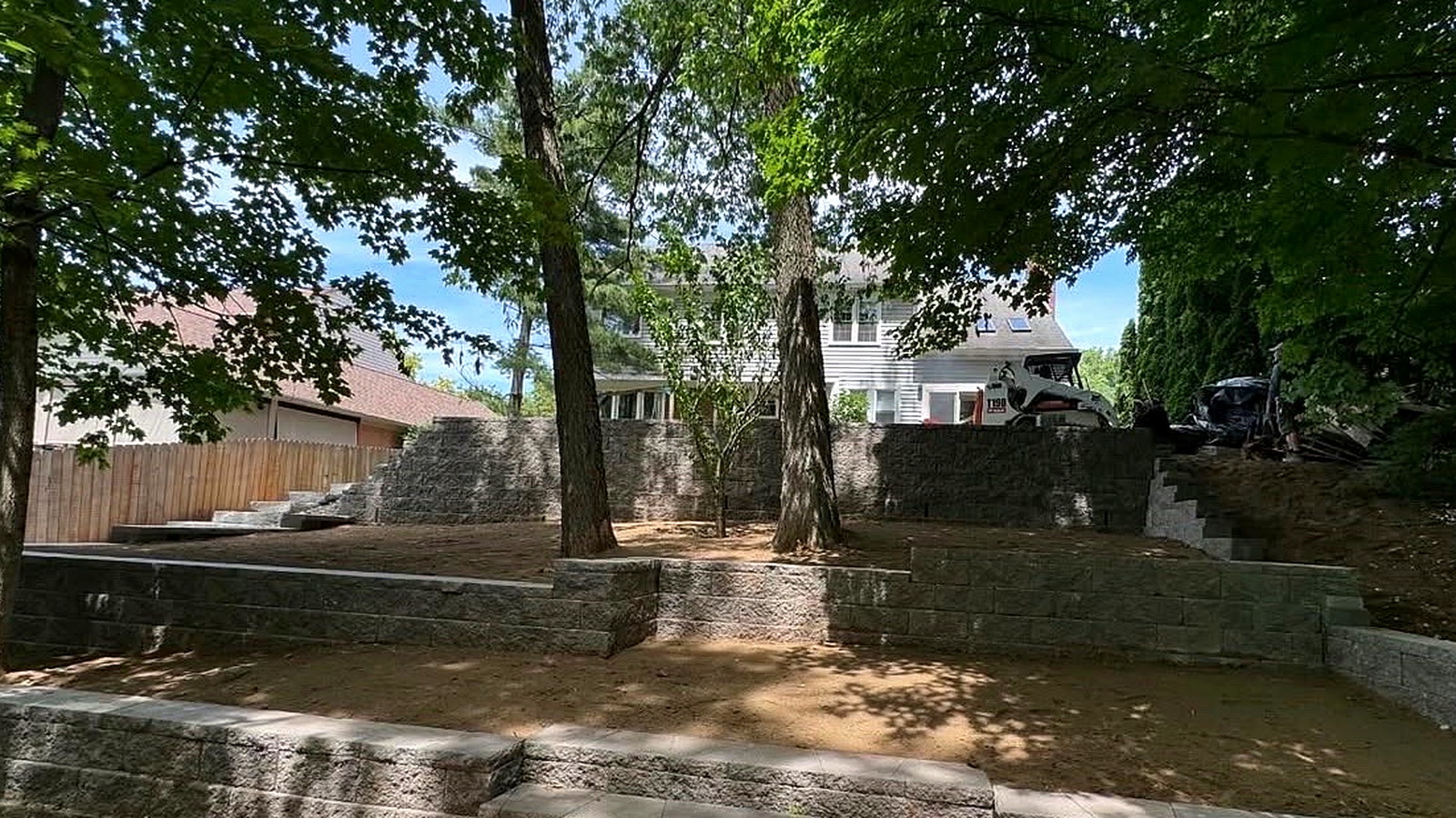 Terraced retaining walls for commercial and site structure work
